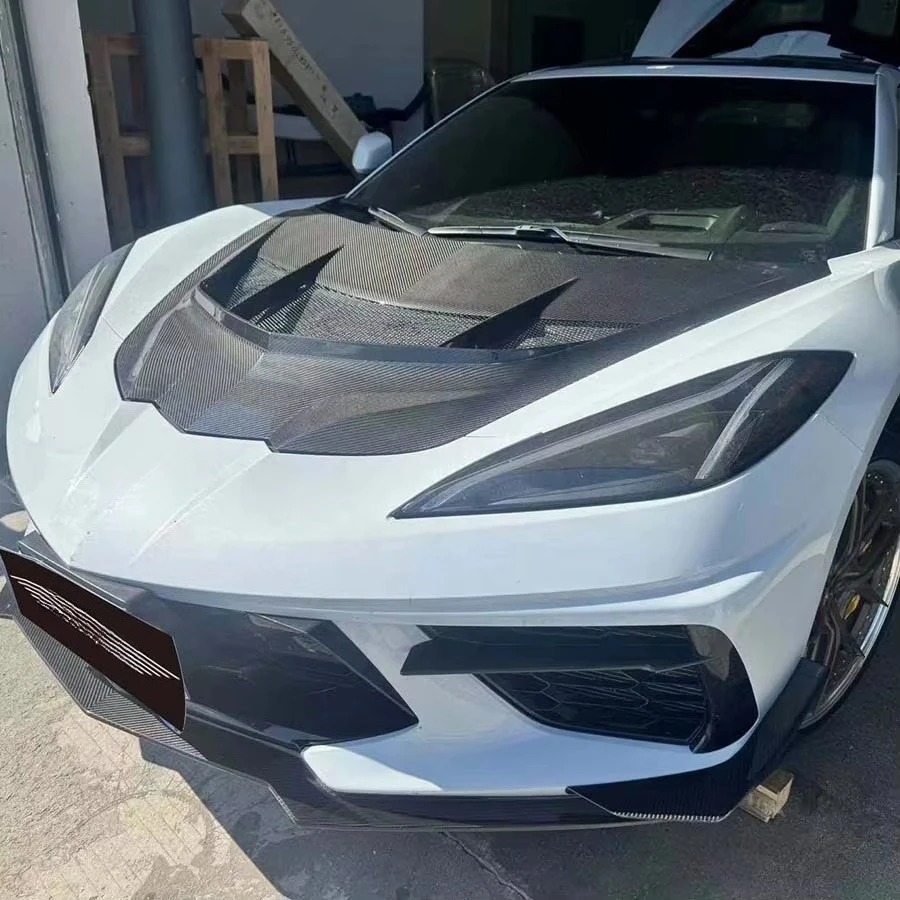 High Quality ZR1 Style Dry Carbon Fiber Hood for  Corvette C8 Steel Mold Manufacturing New Condition Included Bolts